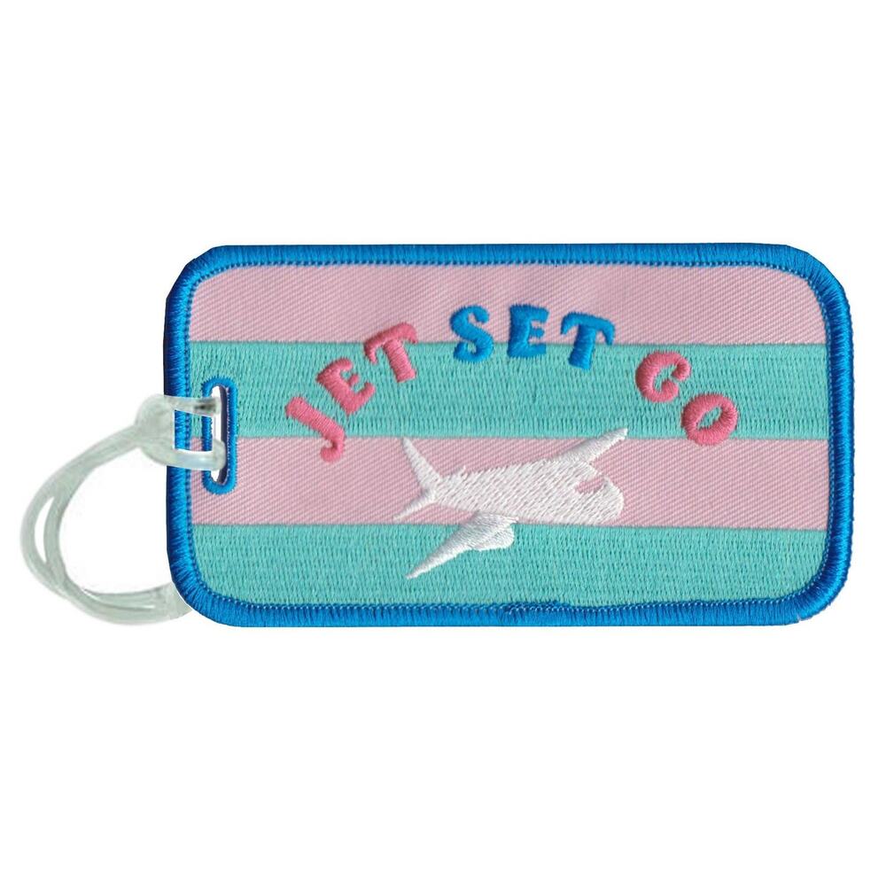 Embroidered Jet Set Go Luggage Tag